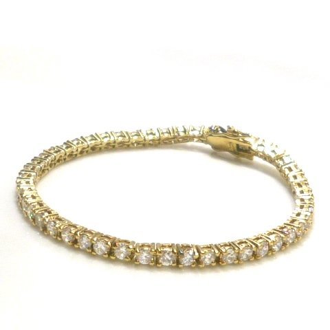 J◇SV925 ストーン付 テニスブレスレット ゴールドカラー 18.5cm 3.3mm幅 SILVER シルバー tennis bracelet【ネコポスOK】の画像2