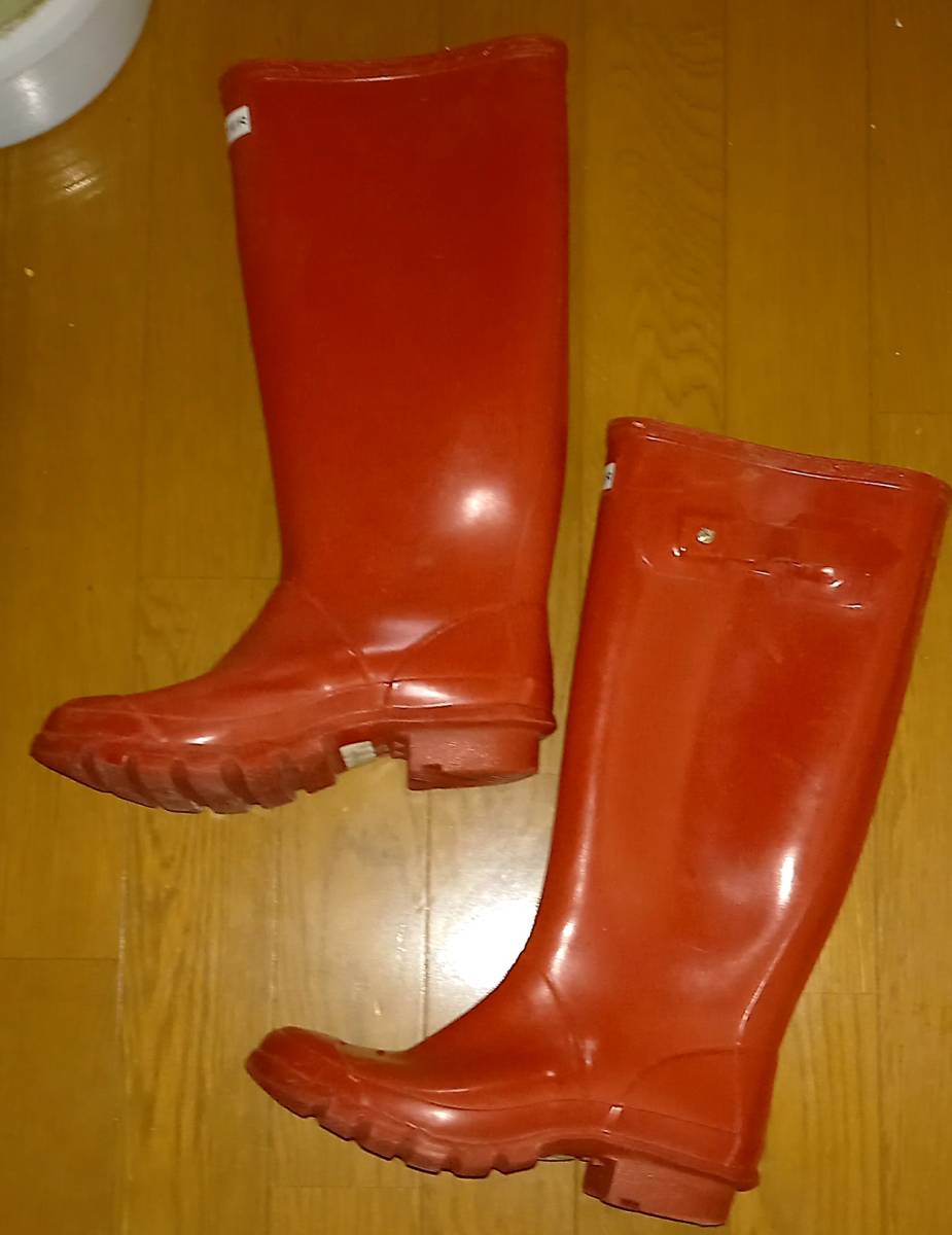 Hunter ハンター　レインブーツ　長靴　赤　レッド　red uk4 23cm程度_画像1