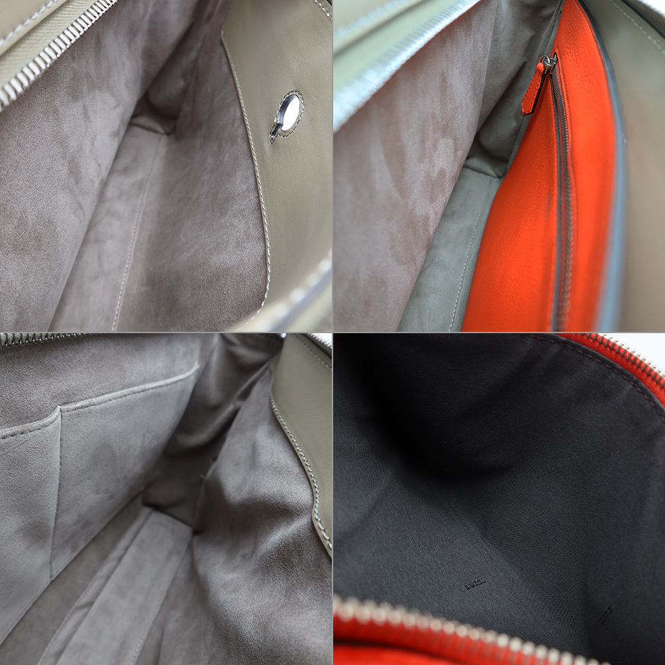  Fendi dot com 2way bag 8BN293 car f leather gray ju× orange × silver metal fittings [ circle ten thousand quality store ]