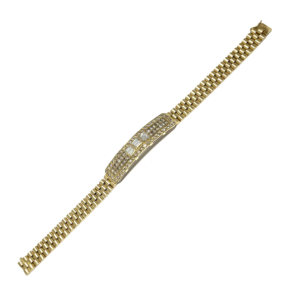 K18 27.26g ダイヤ 3.210ct プレジデント タイプ メンズ ブレスレット