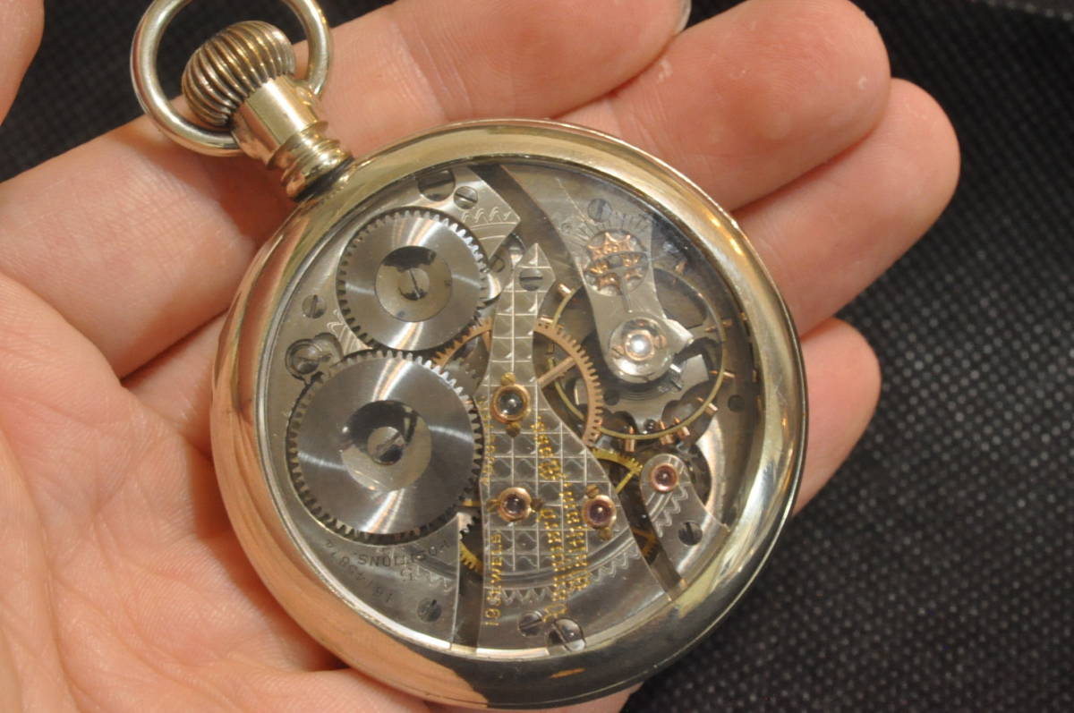 【スケルトン仕様】Waltham 鉄道懐中時計 Vanguard ダイヤ受石 懐中時計 アンティーク 手巻き 機械式 1907年