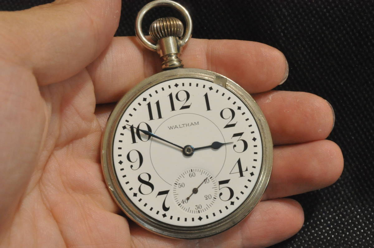 【スケルトン仕様】Waltham 鉄道懐中時計 Vanguard ダイヤ受石 懐中時計 アンティーク 手巻き 機械式 1907年_画像10