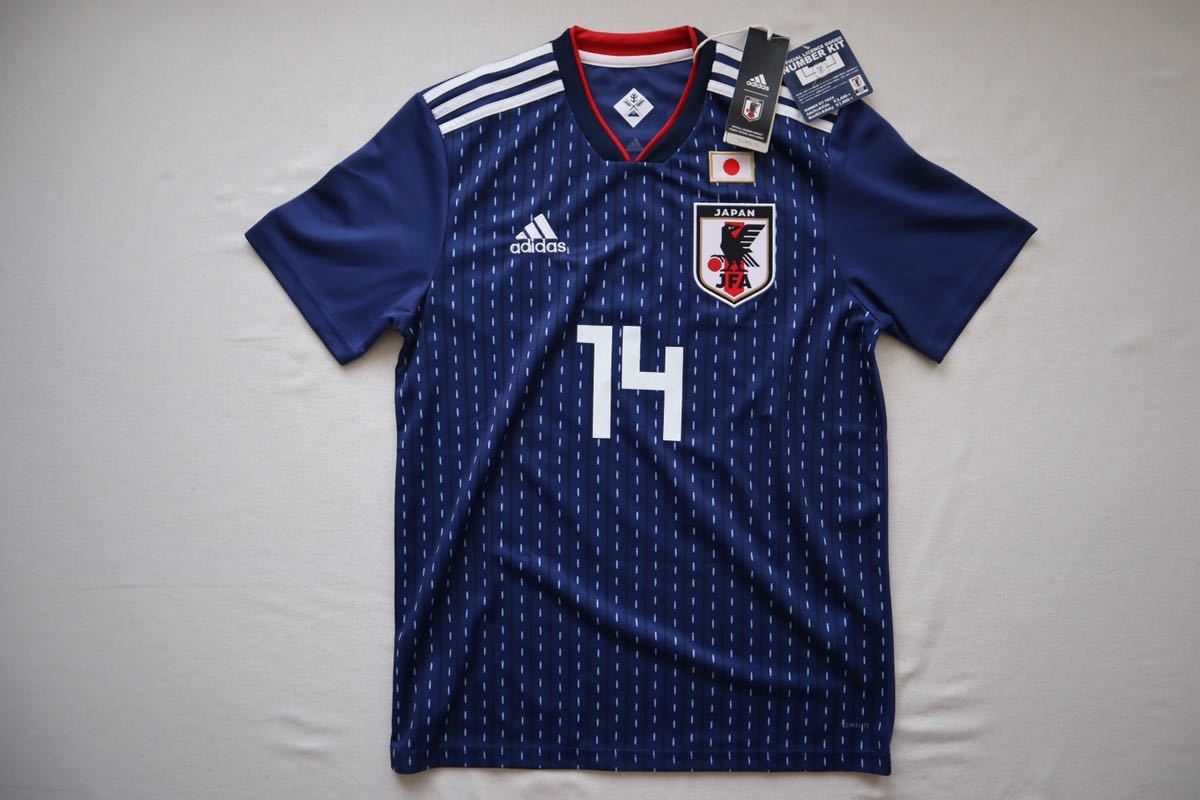 【新品】アディダス　DRN93　サッカー日本代表 ホームレプリカユニフォーム半袖 No14メンズL_画像1