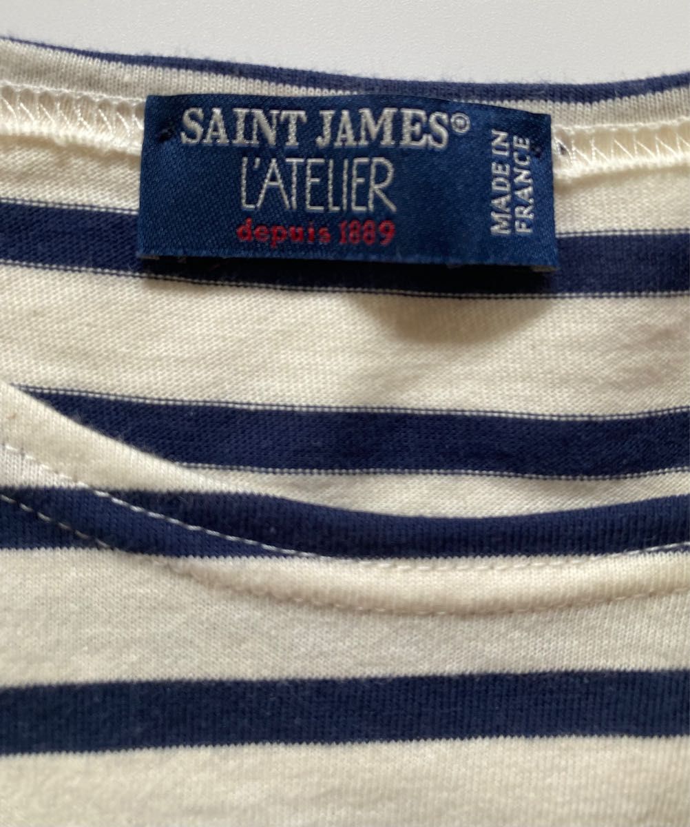 SAINT JAMES フランス製 半袖カットソー XL 生成り×ネイビー