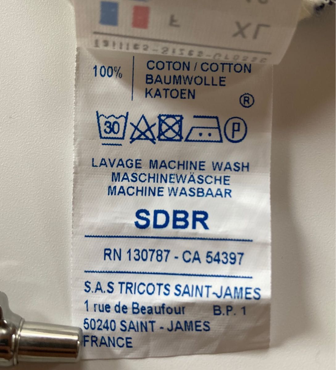 SAINT JAMES フランス製 半袖カットソー XL 生成り×ネイビー