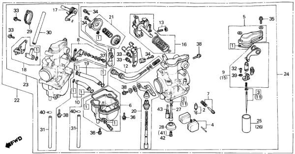 MD08 純正 キャブレター ガスケット XLX250R 送料250円～ キャブ MD08-100 パッキン XLX250 1キャブレター分 Oリング .kf0_MD08　E-16