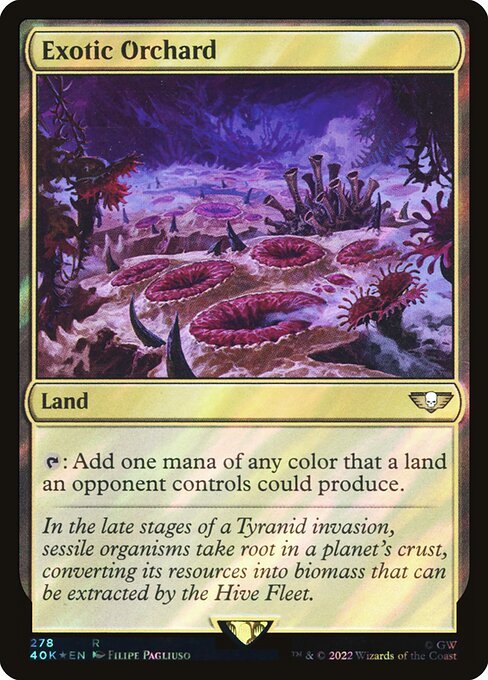 MTG ■土地/英語版■ 《風変わりな果樹園/Exotic Orchard》★サージFOIL★ ウォーハンマー40,000 40K_画像1