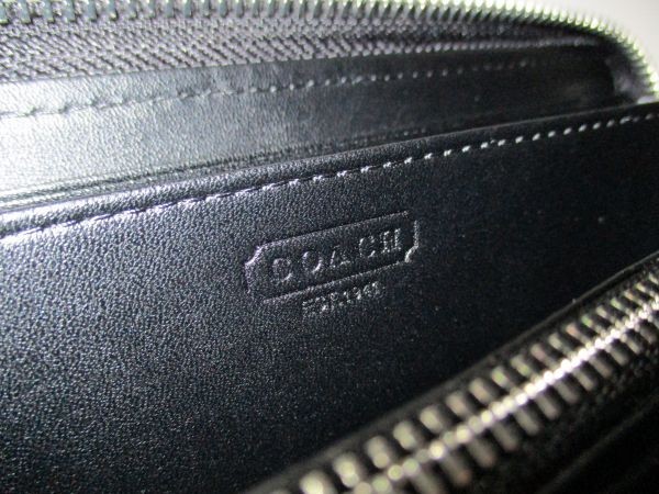 COACH 長財布 新品 同様 未使用 正規品 [39] ジッピーウォレット メンズ レディース F60735 エンボスド レザー シグネチャー ブラック_画像8