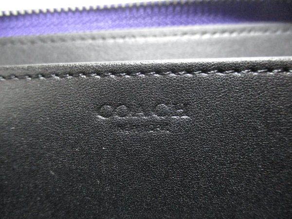 COACH 長財布 新品 同様 未使用 正規品 [267] ジッピーウォレット メンズ レディース C4452 ストラップ パープル 紫 シグネチャー_画像8