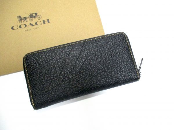 COACH 長財布 新品 同様 未使用 正規品 [156] ジッピーウォレット メンズ レディース F12130 テクスチャード レザー ブラック_画像2