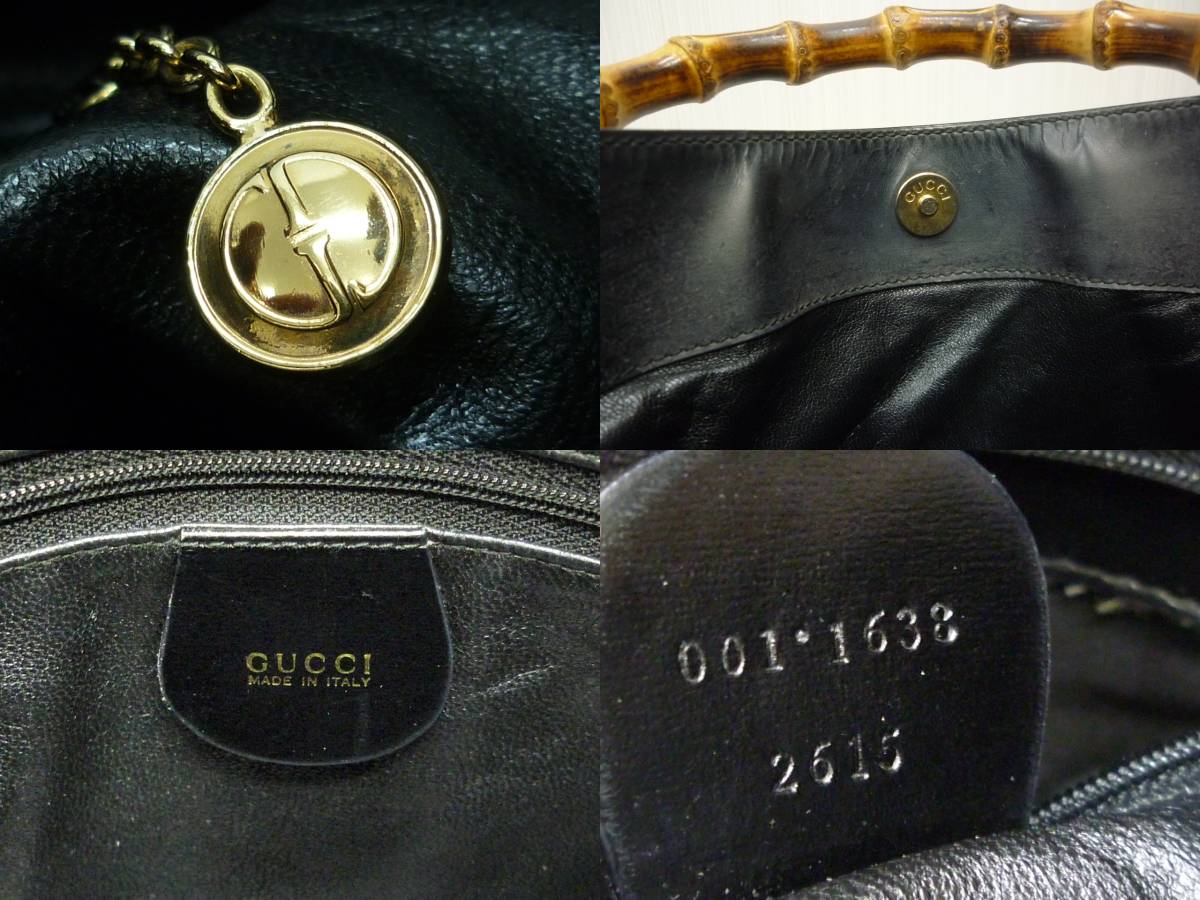 GUCCI グッチ バンブー ハンドバッグ エナメル パテントレザー ワンショルダー 肩掛け ブラック 黒 001 1638 2615 a_画像10