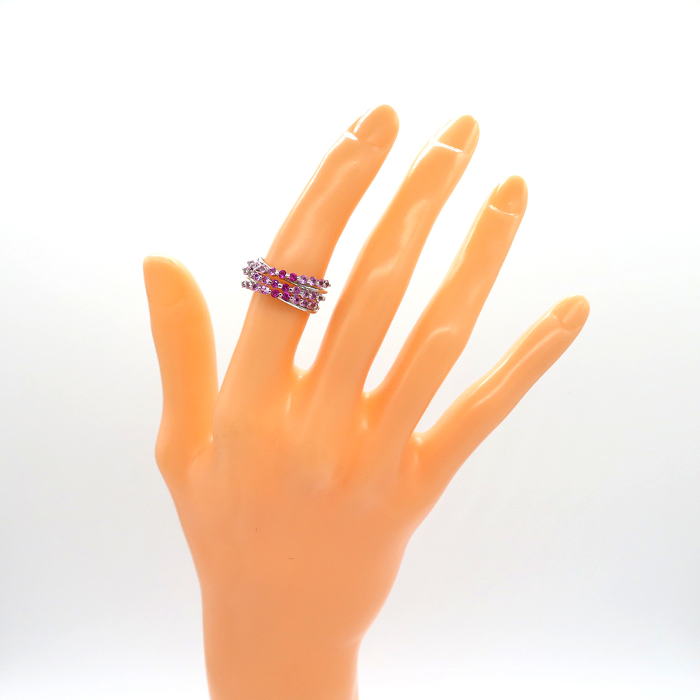 クリスマスツリー特価! リング 中古 21575円 K18WG 約 ABランク ピンクサファイア1.09ct ホワイトゴールド