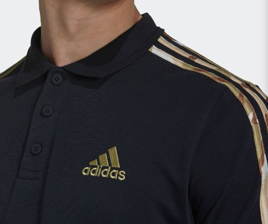 adidas 新品！カモフラライン 3ストライプス 鹿の子地ポロシャツ L黒 送料無料_画像4