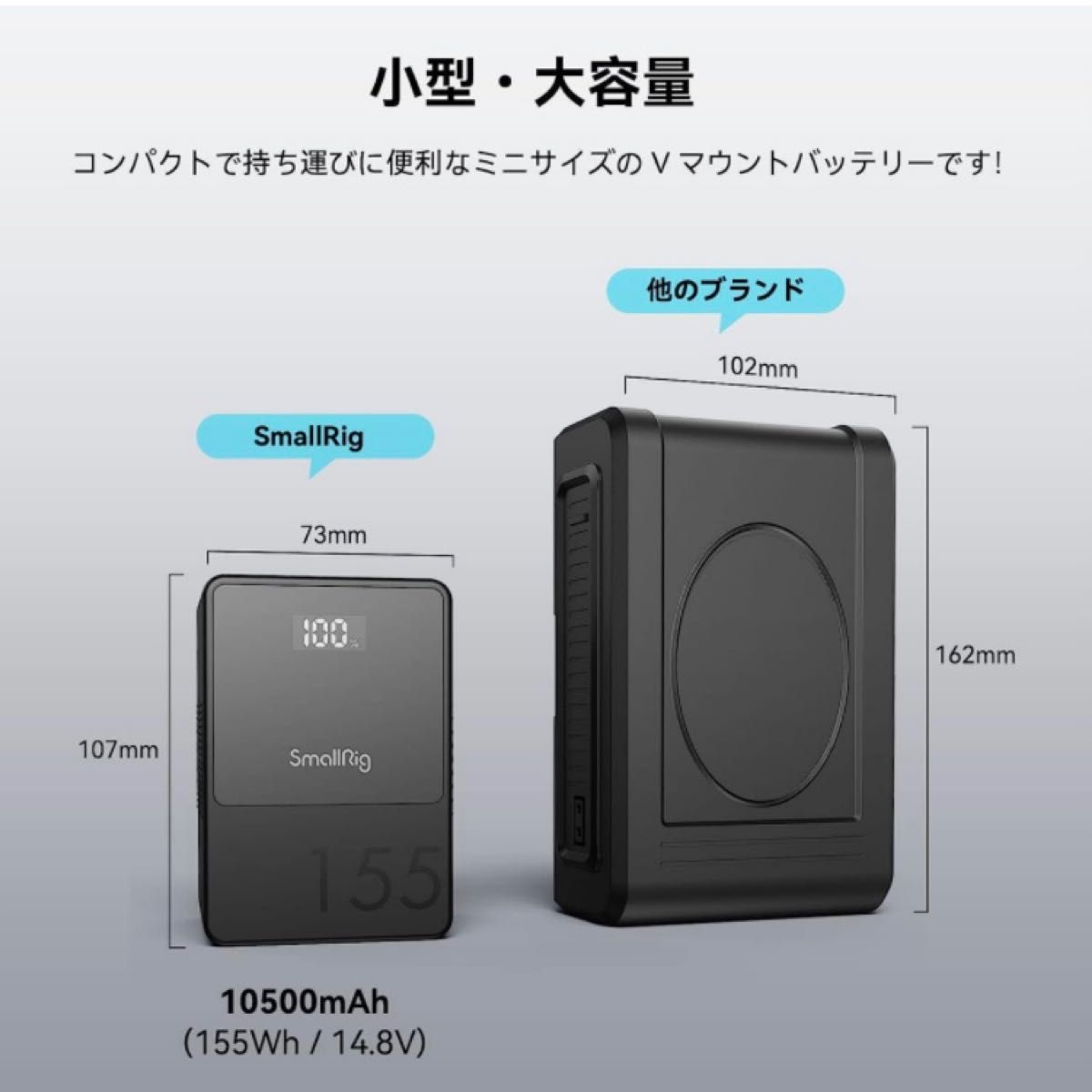 SmallRig VB155 ミニ V マウント バッテリー 10500mAh(155Wh/14 8V