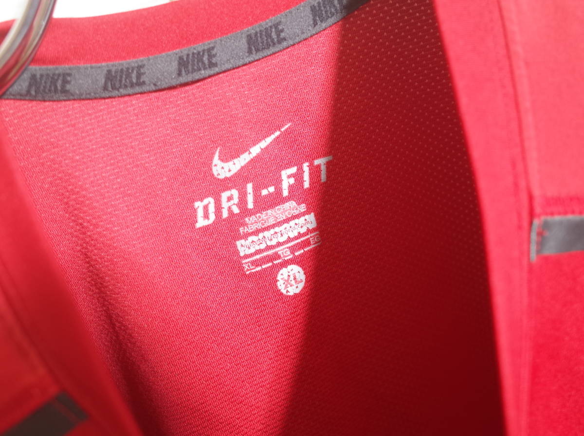 メンズ ph368 NIKE ナイキ DRY-FIT ドライフィット 半袖 トレーニングシャツ XL レッド系 赤系_画像3