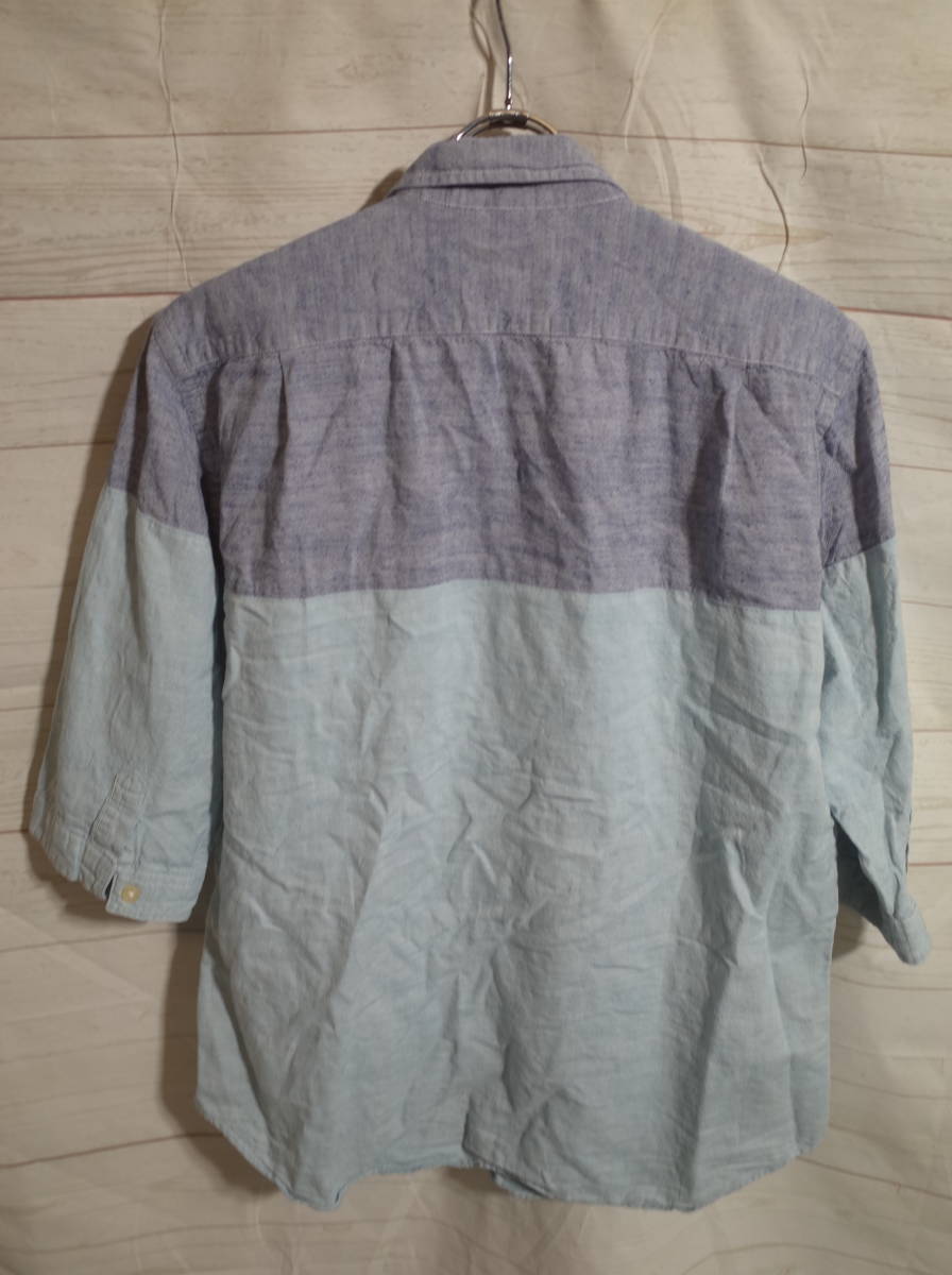  мужской ph155 TK MIXPICE Takeo Kikuchi bai цвет 2 цветный 5 минут длина хлопок linen рубашка L темно-синий / голубой 