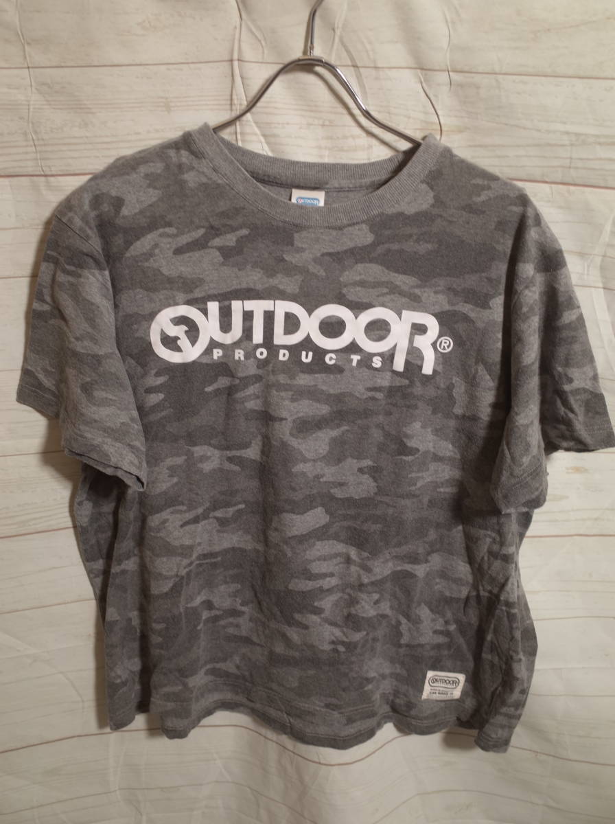 メンズ ph228 OUTDOOR PRODUCTS アウトドア プロダクツ カモフラージュ 迷彩 ロゴ 半袖 Tシャツ 3L グレー系 灰系_画像1