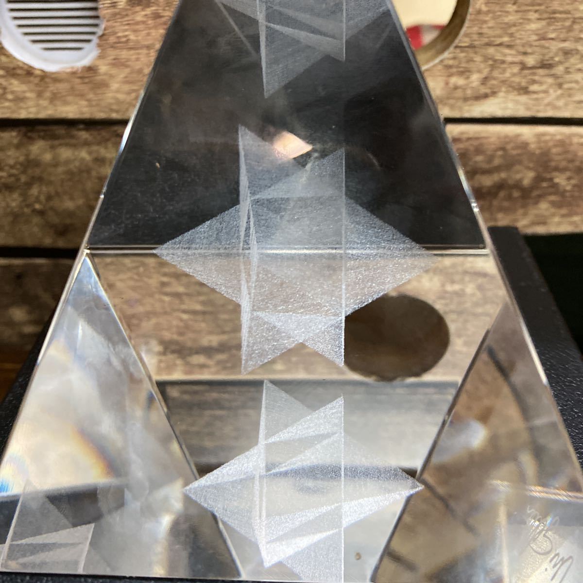 CA434 Uri Geller ユリ ゲラー クリスタルピラミッド 水晶 ガラス 開運 
