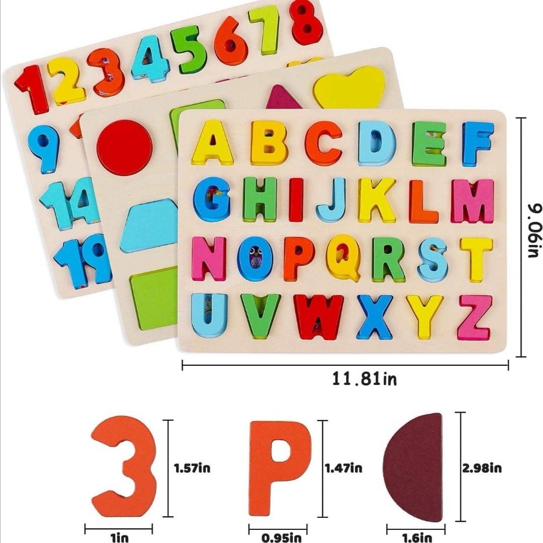 木製 モンテッソーリ パズル 英語 アルファベッ 数字 形合わせ パズル 積み木 知育玩具 人気 おもちゃ （3歳以上）