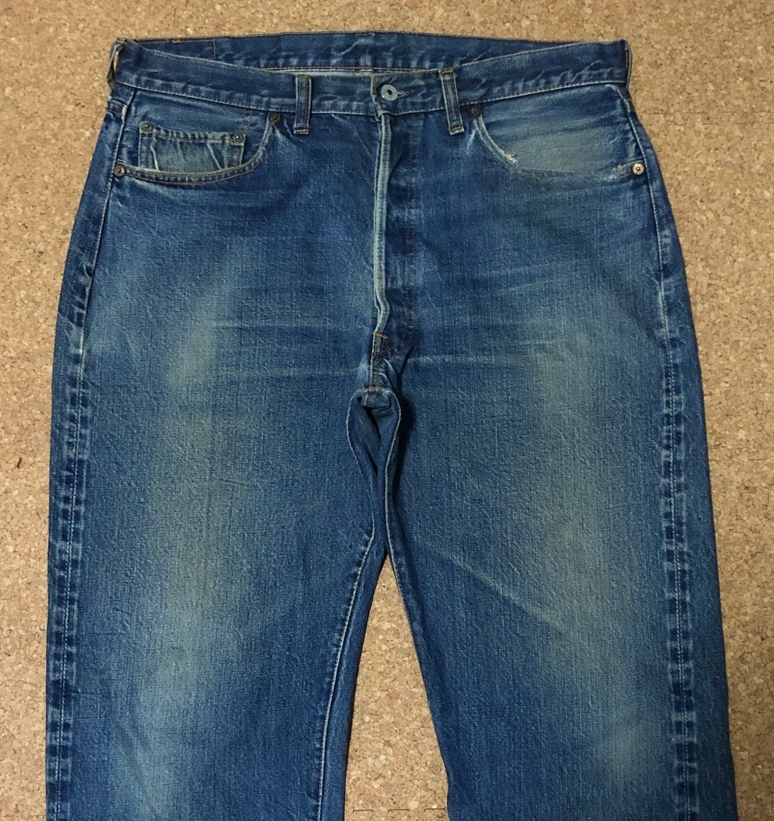 60S LEVIS リーバイス501 BIGE 足長R 均等V アタリ抜群 濃淡!リペア