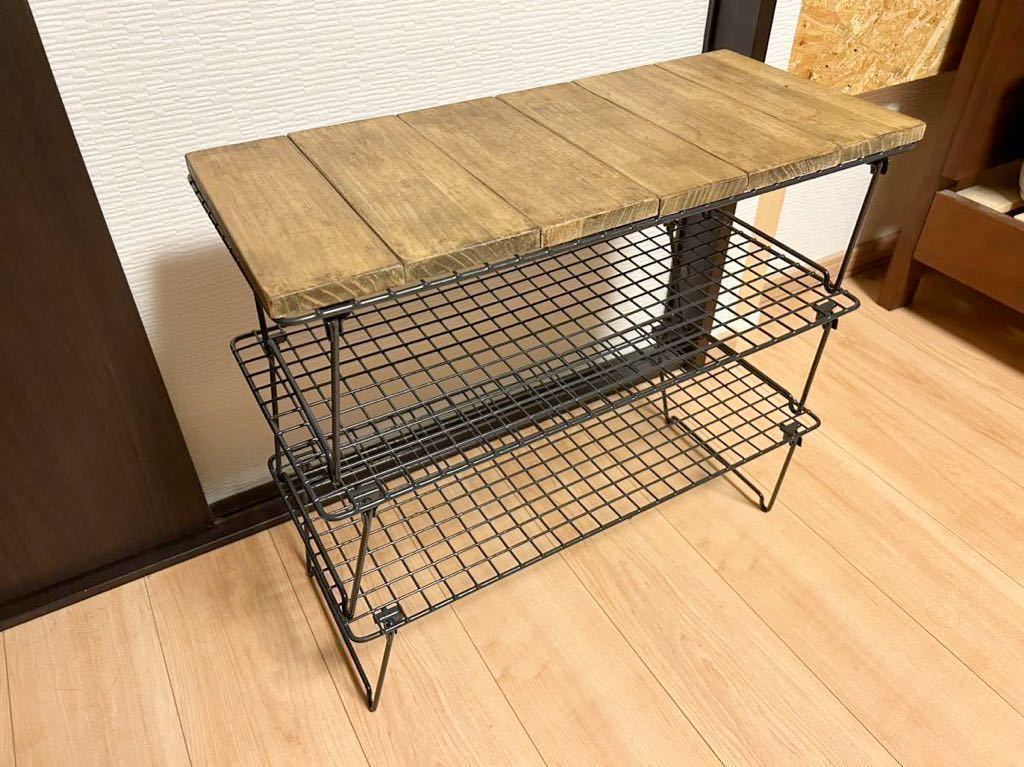 送料無料 ラック IKEA シューズラックカスタム品 ローテーブル メタルラック 58x27x17 キャンプ アウトドア_画像1