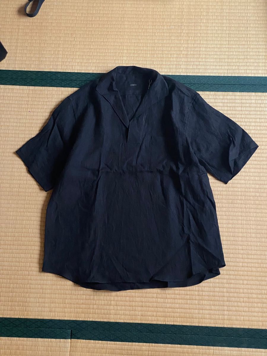 COMOLI カナパ 半袖スキッパーシャツ BLACK SIZE:2 | kempatravels.com