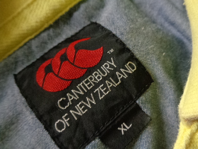 カンベリー CANTERBURY OF NEW ZEALAND ラグビー スポーツ 鹿の子 半袖 ポロシャツ メンズ xl 黄色 ワッペン_画像6