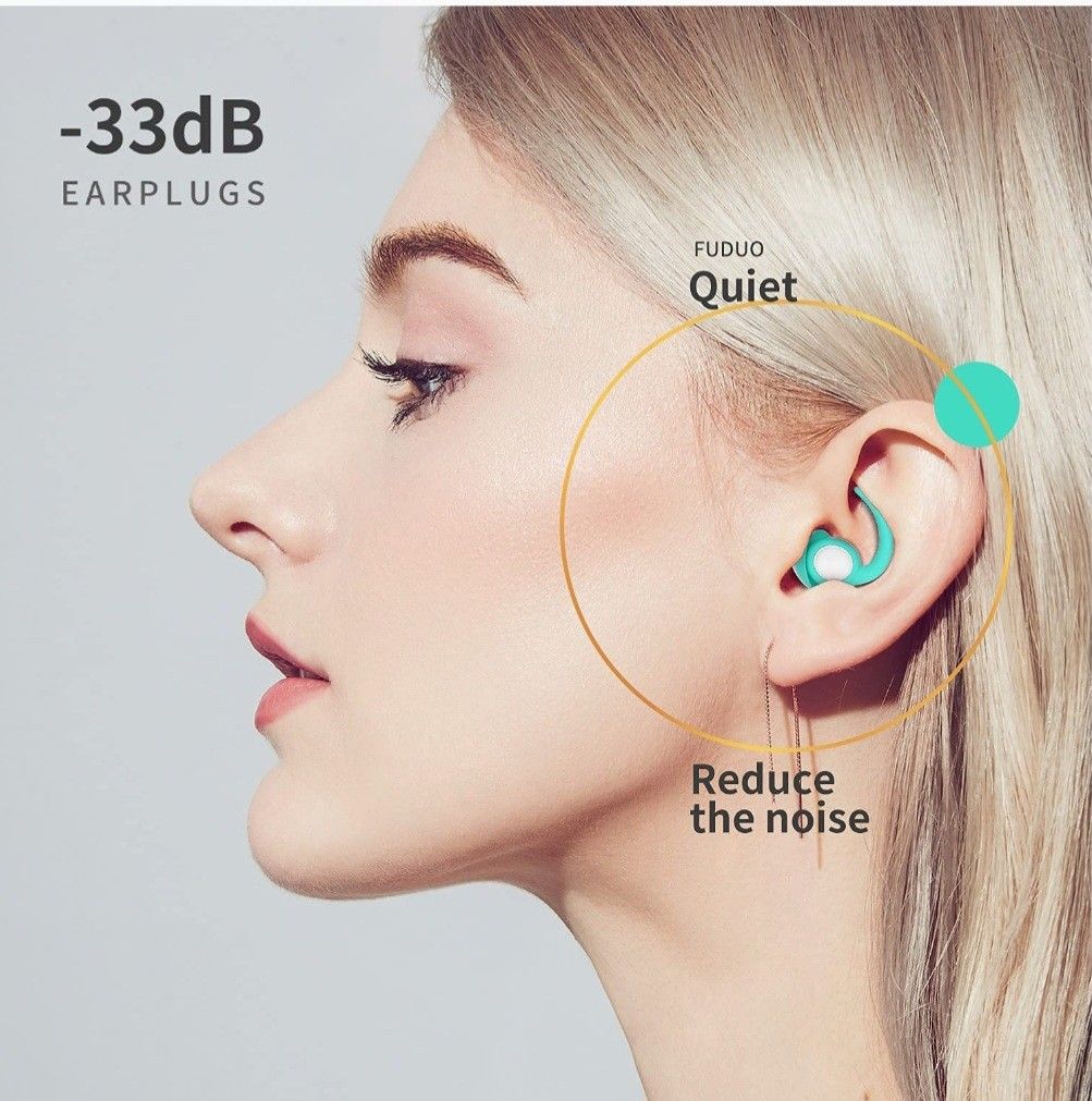 ◇新品◇睡眠用耳栓 安眠 防音 聴覚過敏 遮音値32dB 耳栓2ペア ライトグリーン