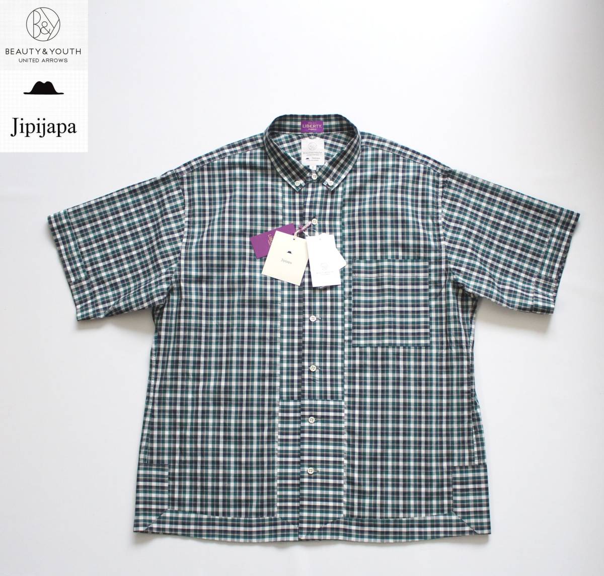  unused [ Jipijapa Jipijapa × B&Y United Arrows ] Liberty tartan check short sleeves shirt 2/M regular price \\17,050 Liberty cotton 