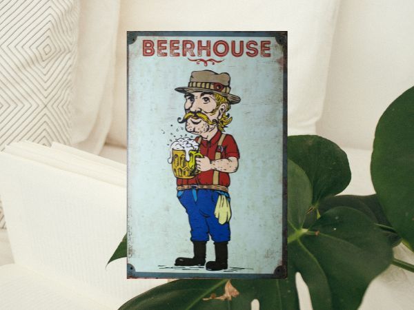 ブリキ看板 BEER HOUSE 167 メタルプレート インテリア ガレージ アメリカン雑貨 レトロ風 ビンテージ風 おしゃれ 新品