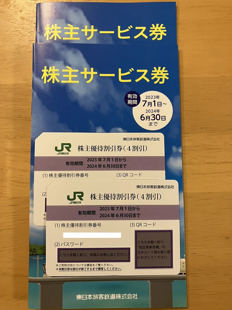 JR東日本の株主優待割引券(4割引)2枚、株主サービス券2冊(有効期限