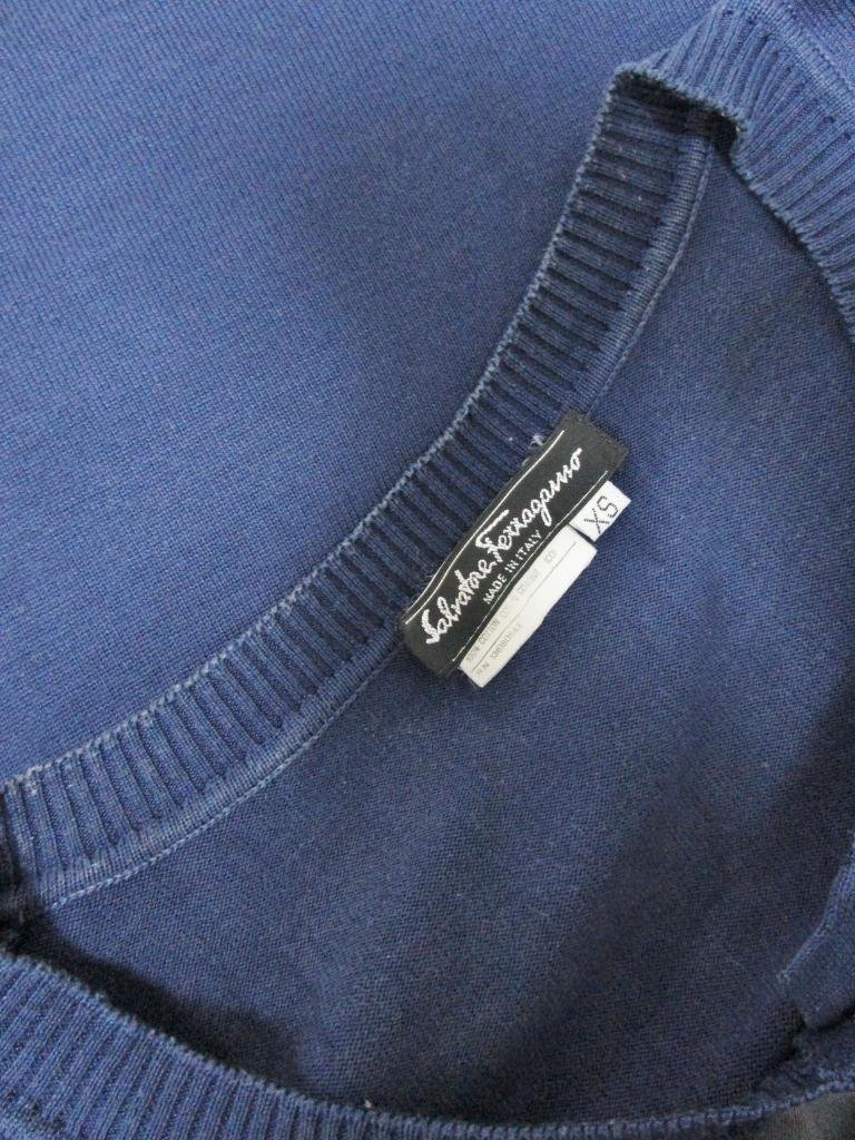 [ free shipping ]FERRAGAMO Salvatore Ferragamo wear navy navy blue U neck button design summer knitted sizeXS high brand /948493