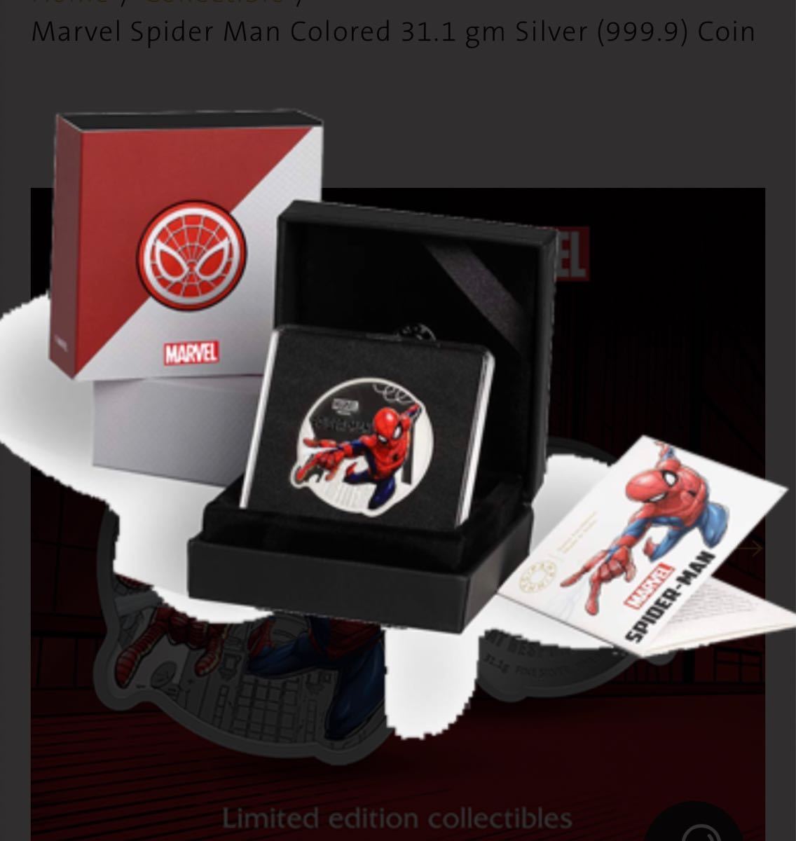 Marvel スパイダーマン 1オンス シルバー プルーフ カラーコイン 2022 コレクション　新品未使用_画像4