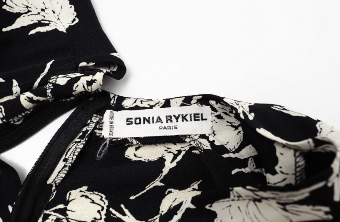 SONIA RYKIEL ソニアリキエル　 カシュクールワンピース　 膝丈ワンピース　フランス製 花柄　総柄　肩パッドあり　花柄ワンピース_画像10