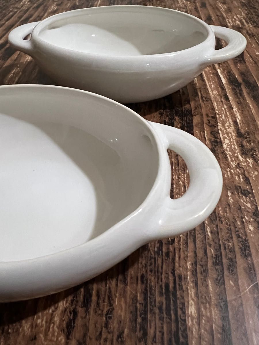 耐熱グラタン皿 ホワイト2枚 和洋食器 中皿 中鉢 オシャレ カフェ風