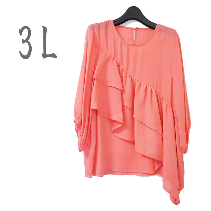 * new goods / blouse / frill /3L/.. feeling / lady's *f6217