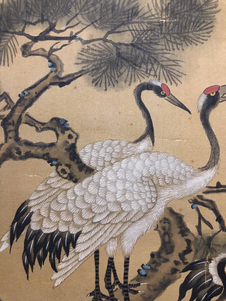 古美術掛軸中国・宋時代李迪書「鶴寿松齢図」 絹本立軸肉筆保証唐物