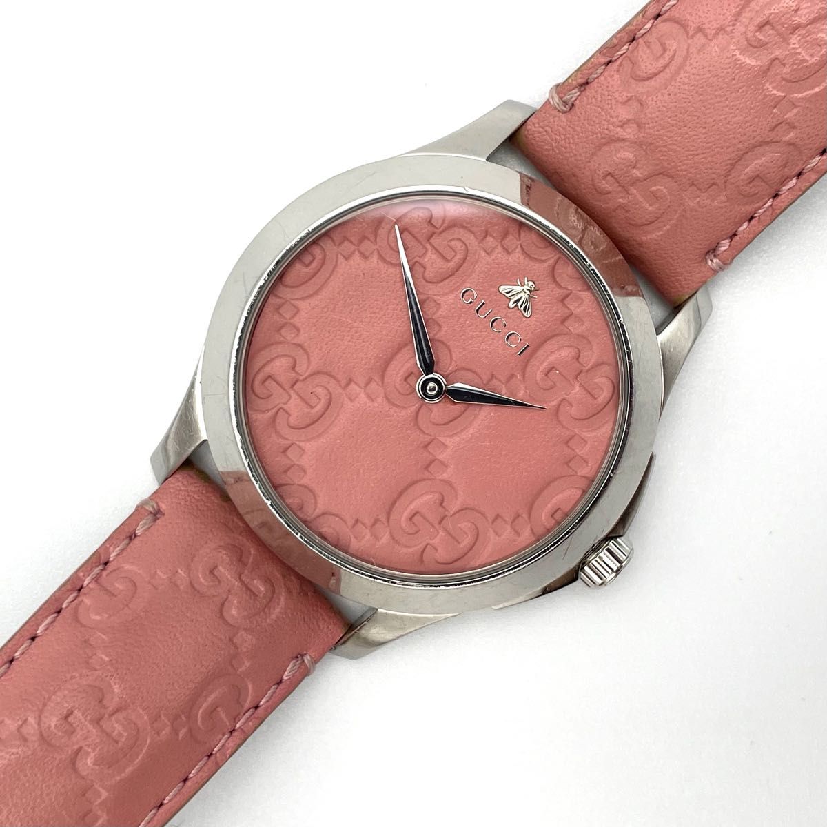 レビューで送料無料 ピンク 【美品・稼働品】グッチ クオーツ GUCCI G