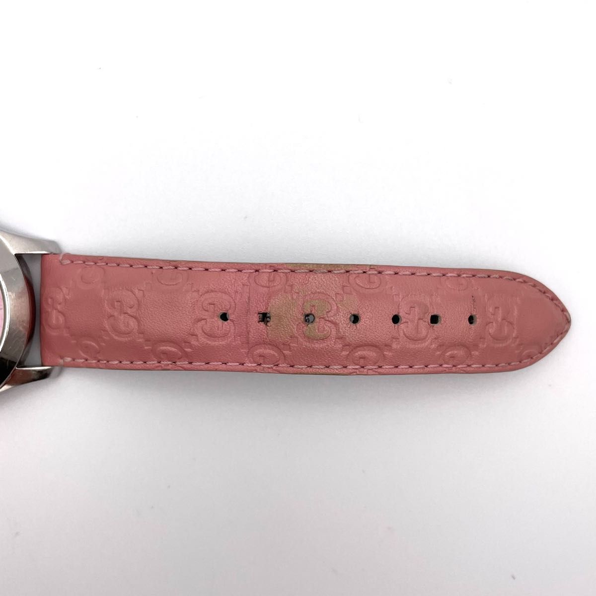 【美品・稼働品】グッチ GUCCI Gタイムレス シグネチャー 126.4 ロゴ ピンク シルバー 腕時計