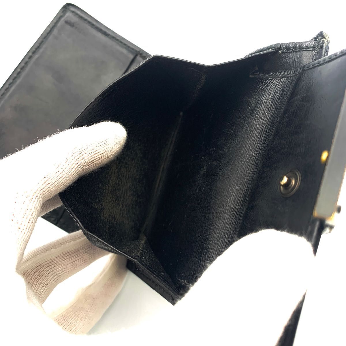 超レア品 グッチ リザード コンパクト財布 二つ折り財布 クロコダイル
