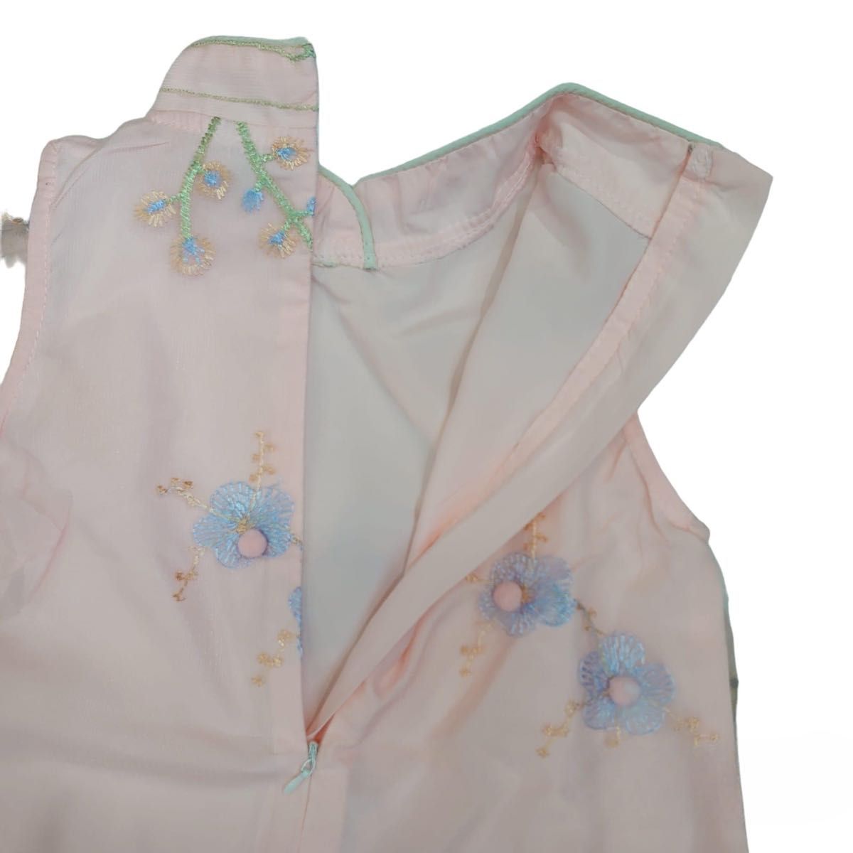 女の子 チャイナ風 ワンピース チャイナ風ドレス ピンク お花 刺繍 パーティードレス 可愛い 綺麗 涼しい 120