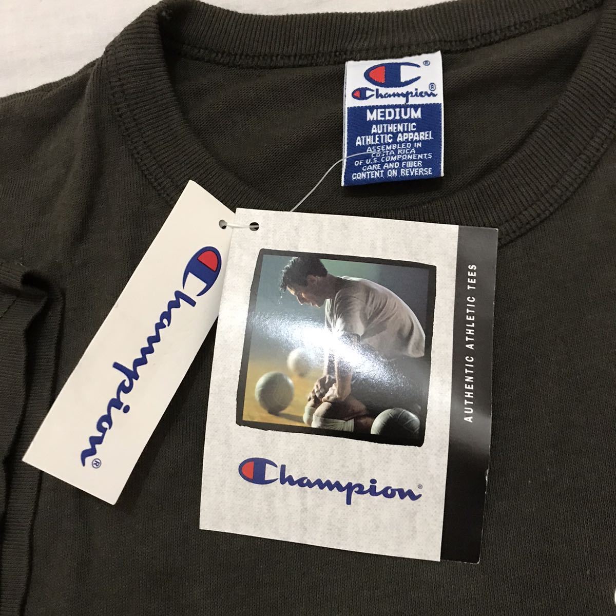 新品 90s CHAMPION 青タグ Tシャツ ビンテージ ヴィンテージ レトロ シャツ 半袖 タグ付き メンズ men's 上 コスタリカ ワンポイント m_画像4