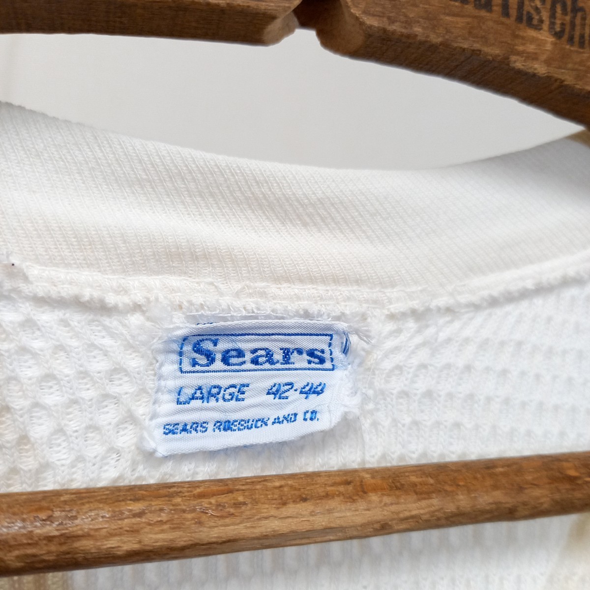 《もっちり肉厚 / 42‐44 / Lサイズ》60s Sears ロング丈 サーマル シャツ towncraft penny's アンダーシャツ Tシャツ ビンテージ 50s _画像7