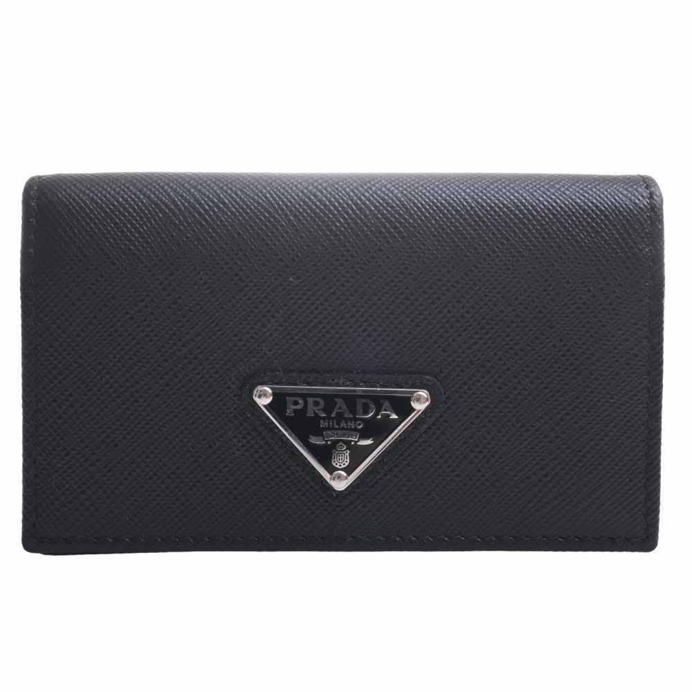 PRADA プラダ レザー 二つ折り カードケース - ブラック by