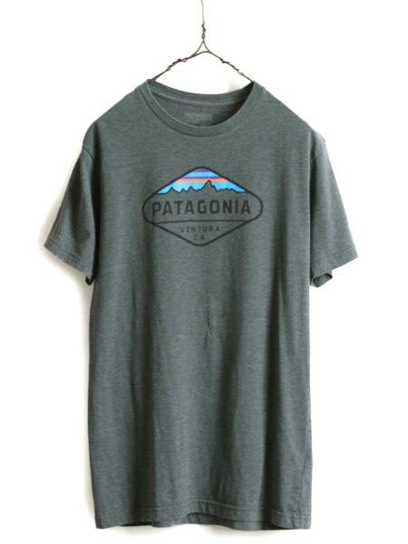 ■ パタゴニア プリント 半袖 Tシャツ メンズ M / 古着 Patagonia アウトドア グラフィック イラスト アート フィッツロイ スリムフィット_画像1