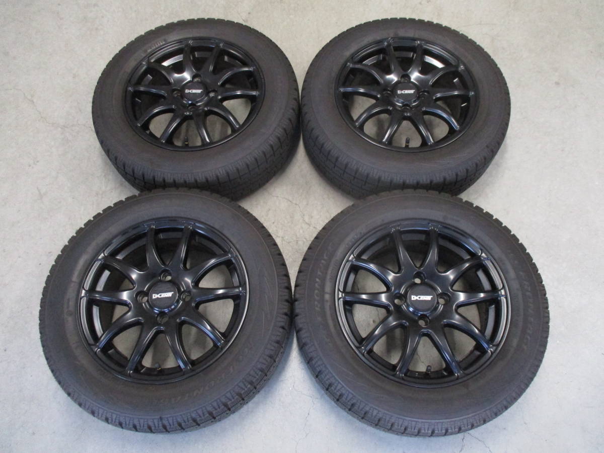 DCENTI 5.5J 14インチ ブラック 社外アルミホイール 2022年製造 深溝 TOYO アイスフロンテージ 175/65R14付 4本setの画像1