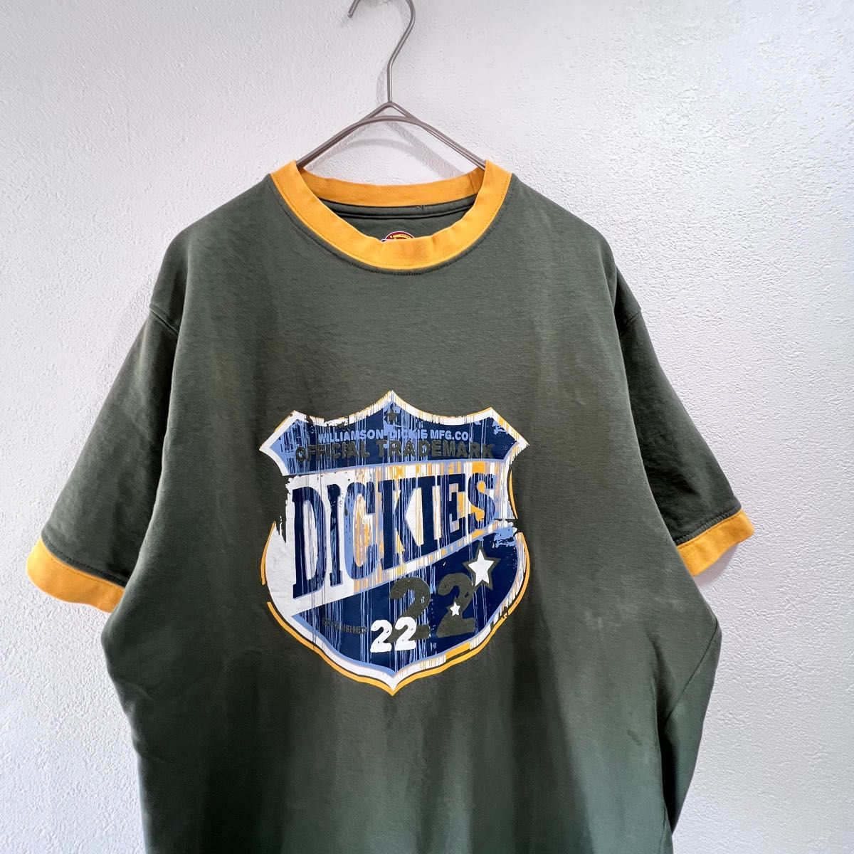 Dickies リンガーTシャツ S グリーン プリントTシャツ 半袖Tシャツ