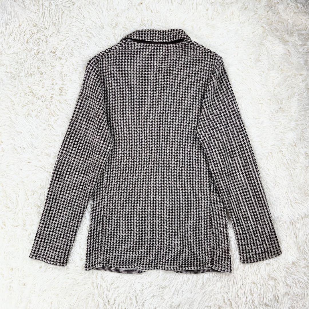 直営ショップ LARDINI 千鳥 ニット ジャケット ブートニエール サイズS