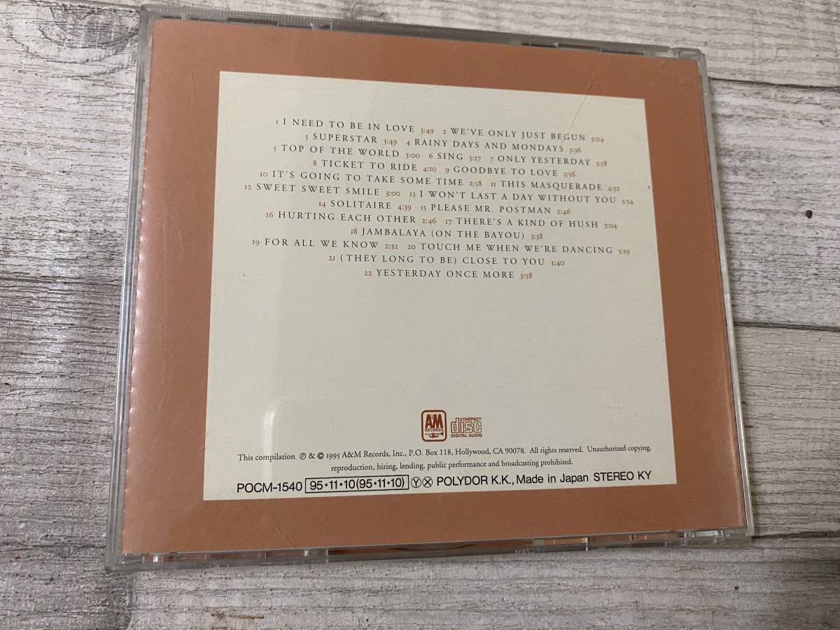 超希少！！入手困難！！CD カーペンターズ『ベスト・オブ』青春の輝き/スーパースター/遥かなる影/雨の日と月曜日は 他 DISK1枚 全22曲の画像6