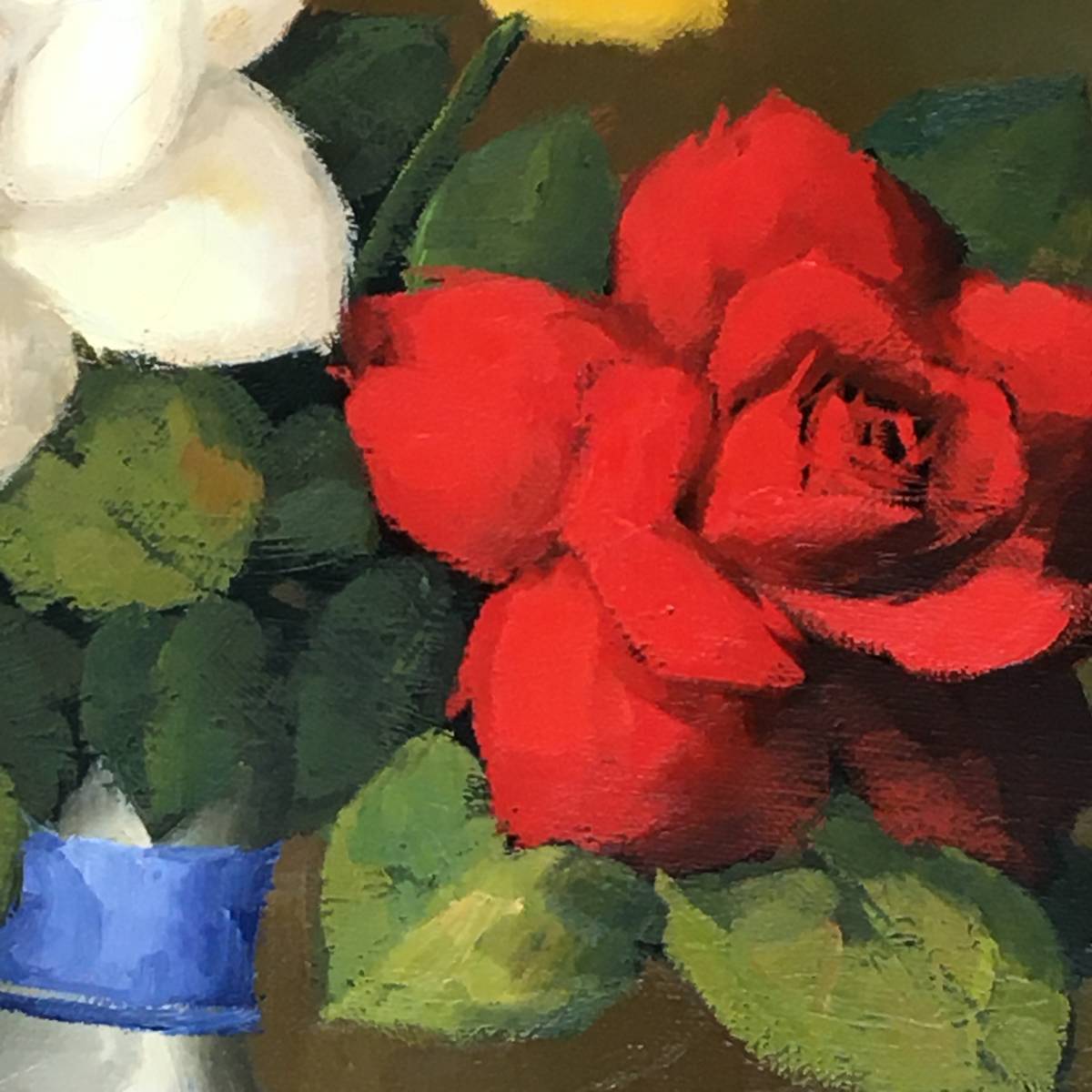 岩崎千明 『薔薇』 油彩 F6号 静物画 油絵 バラ ばら 額縁 額装 岩崎千明 『薔薇』 油彩 F6号 静物画 油絵 バラ ばら 額縁 額装